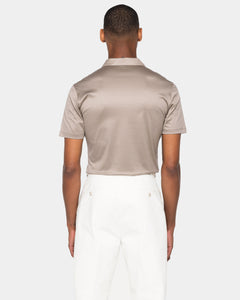 Taupe Korte Mouw Poloshirt zonder knopen 100% Egyptisch Katoen | Filatori
