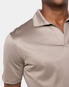 Taupe Korte Mouw Poloshirt zonder knopen 100% Egyptisch Katoen | Filatori
