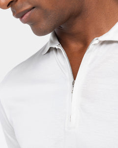 Pearl Grey Short Sleeve Half Zip Polo 100% Egyptian Cotton | Filatori