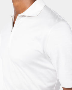 Pearl Grey Short Sleeve Half Zip Polo 100% Egyptian Cotton | Filatori