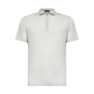 Pearl Grey Short Sleeve Half Zip Polo 100% Egyptian Cotton | Filatori