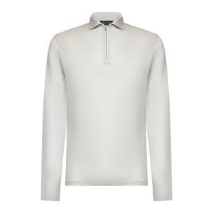 Grjis Lange Mouw Polo met Halve Ritz 100% Egyptisch Katoen | Filatori
