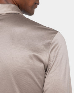 Taupe Long Sleeve Half Zip Polo 100% Egyptian Cotton | Filatori
