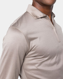 Taupe Long Sleeve Half Zip Polo 100% Egyptian Cotton | Filatori