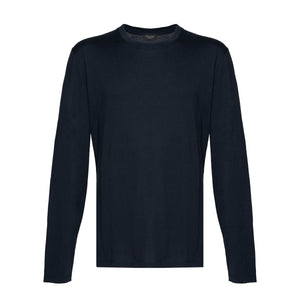 T-shirt met lange mouwen soft effen blauw zijde katoen | Filatori