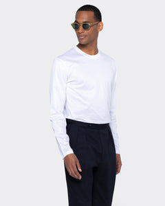 White Long Sleeve T-Shirt 100% Egyptian Cotton | Filatori 