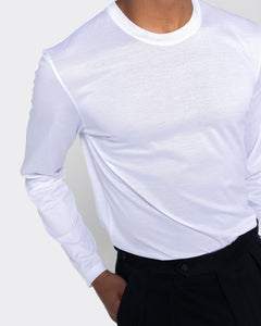 White Long Sleeve T-Shirt 100% Egyptian Cotton | Filatori 