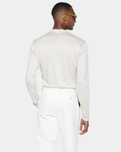 T-shirt met lange mouwen effen wit 100% linnen | Filatori