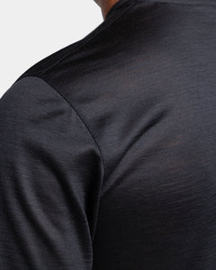 Black Tech Short Sleeve T-Shirt in Extrafine Merino Wool | Filatori 