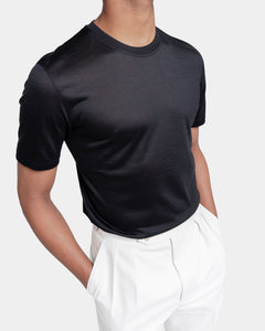 Black Tech Short Sleeve T-Shirt in Extrafine Merino Wool | Filatori 