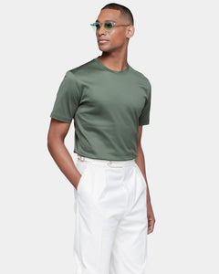 Military Green Short Sleeve T-Shirt 100% Ultra-fine Supima Cotton | Filatori 