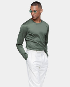 Military Green Long Sleeve T-Shirt 100% Ultra-fine Supima Cotton | Filatori 