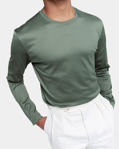 Military Green Long Sleeve T-Shirt 100% Ultra-fine Supima Cotton | Filatori 