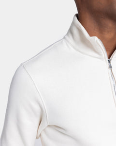 Natural White Half zip sweatshirt in Cotton Cashmere | Filatori