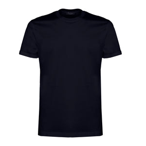 t shirt uomo tinta unita nera manica corta con risvolto con stile sartoriale in tessuto lucido 100% cotone pregiato su misura brand filatori